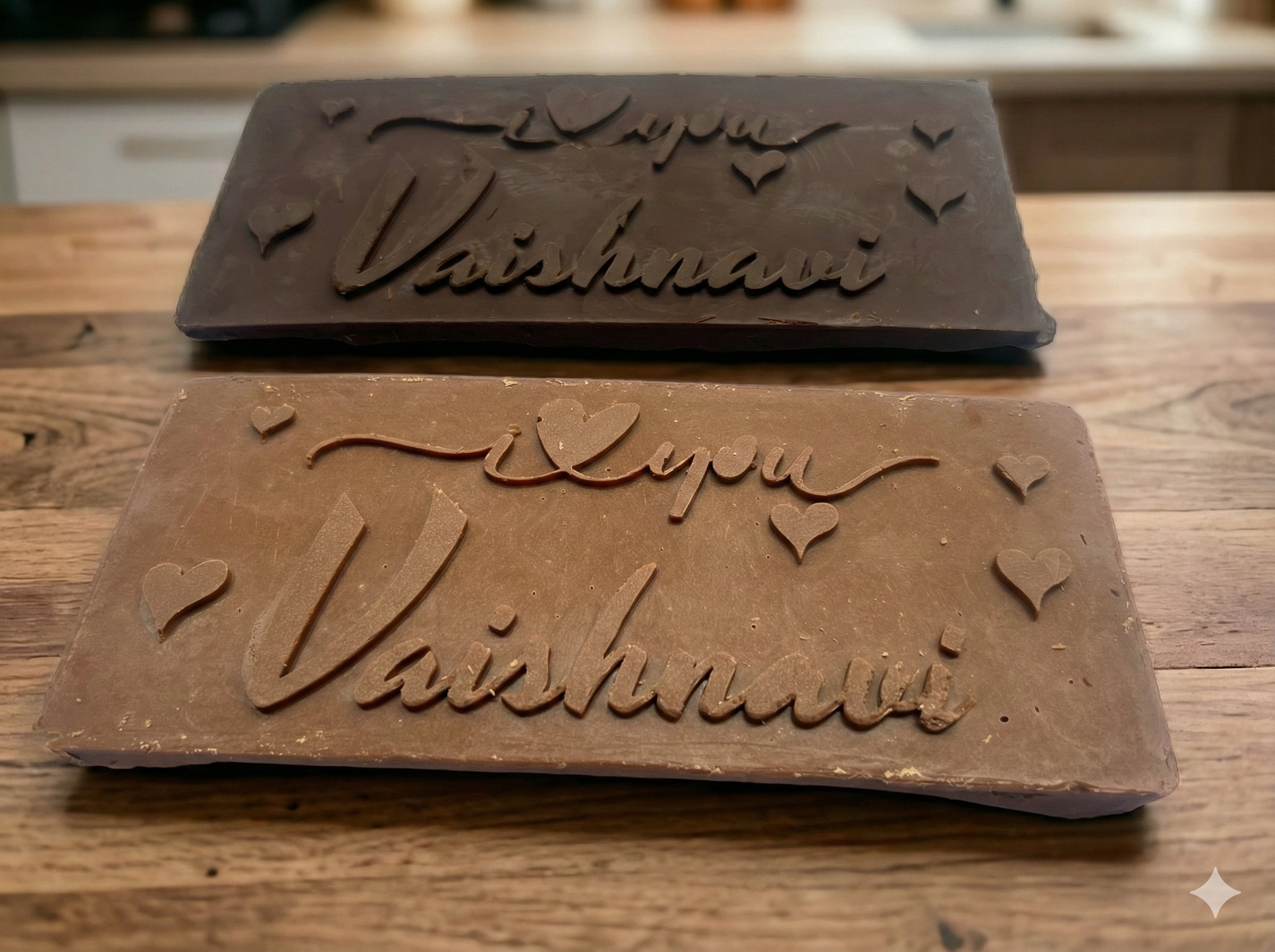 Two Custom Etched Chocolate Bars